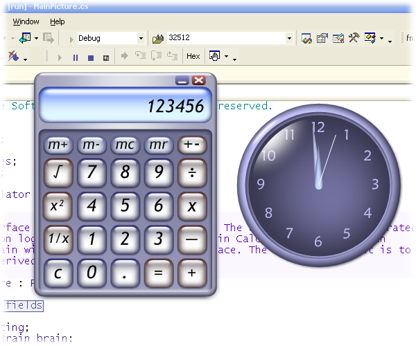 Translucent Calculator and Clock